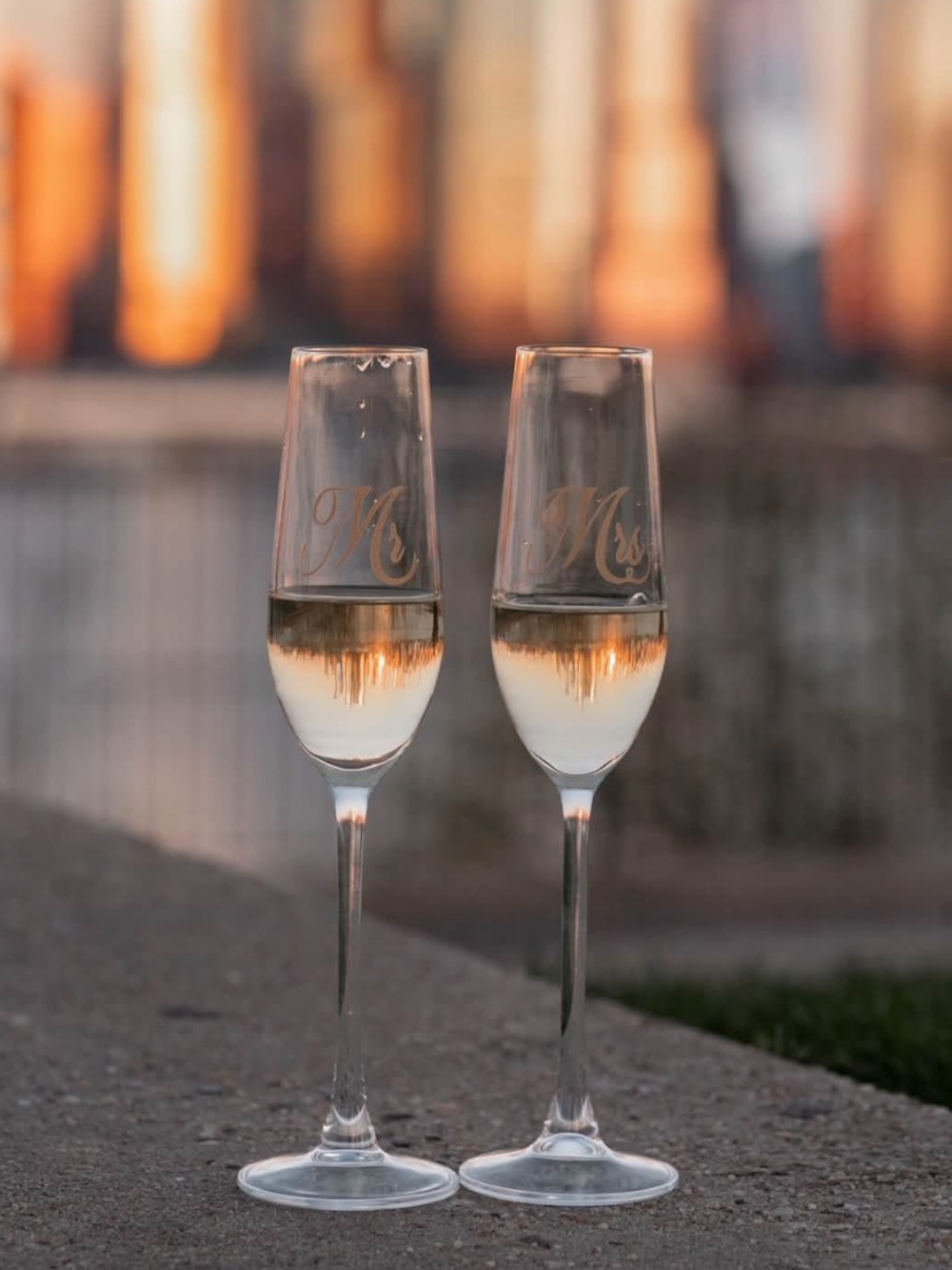 Mr & Mrs Champagne Flutes wedding engagement